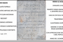 Maratea, commemorative plaque “Ad Aquas” (XVIII cent.), to remember the inauguration of a new road to the ancient outdoor public wash house
